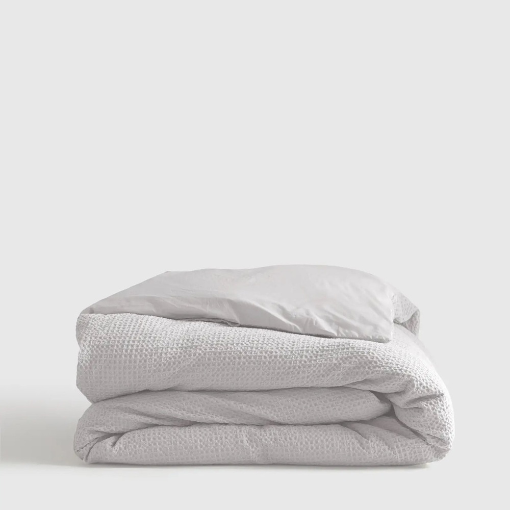 TWIN Duvet Cover | Organic Luxe Honeycomb | White {QUINCE nwot}